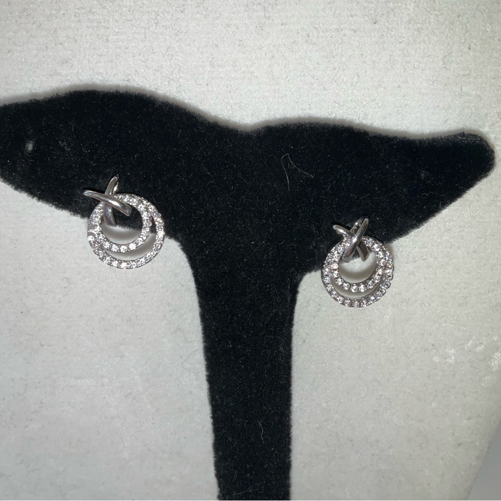 Sterling Silver 1.5 carat Moissanite Double Circle Stud Earrings - Picture 6 of 12